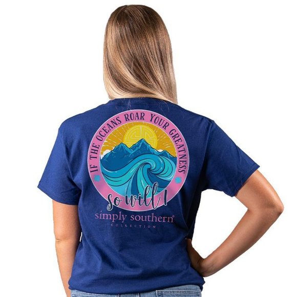 Simply Southern Tops - Simply Southern Roar Tee in Midnight navy XL